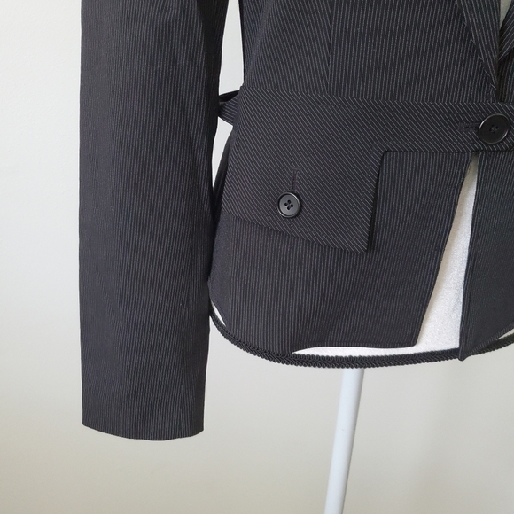 Reiss Goblin Cropped Striped Suite Blazer Jacket Wool Blend Size 14 - Picture 7 of 15